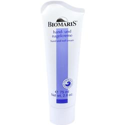 Weiße Tube mit lila Streifen, enthält Hand- und Nagelcreme.