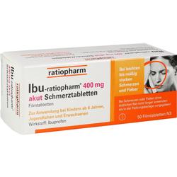 Eine Packung Ibu-ratiopharm Schmerztabletten mit 400 mg Ibuprofen.